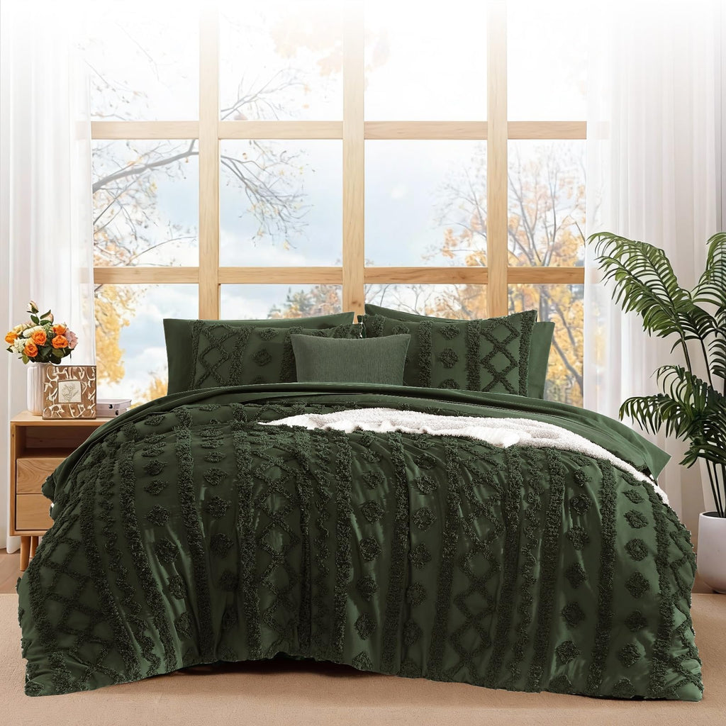 King Size Comforter Set- 7 Pieces Tufted Bed in a Bag King Bedding Sets