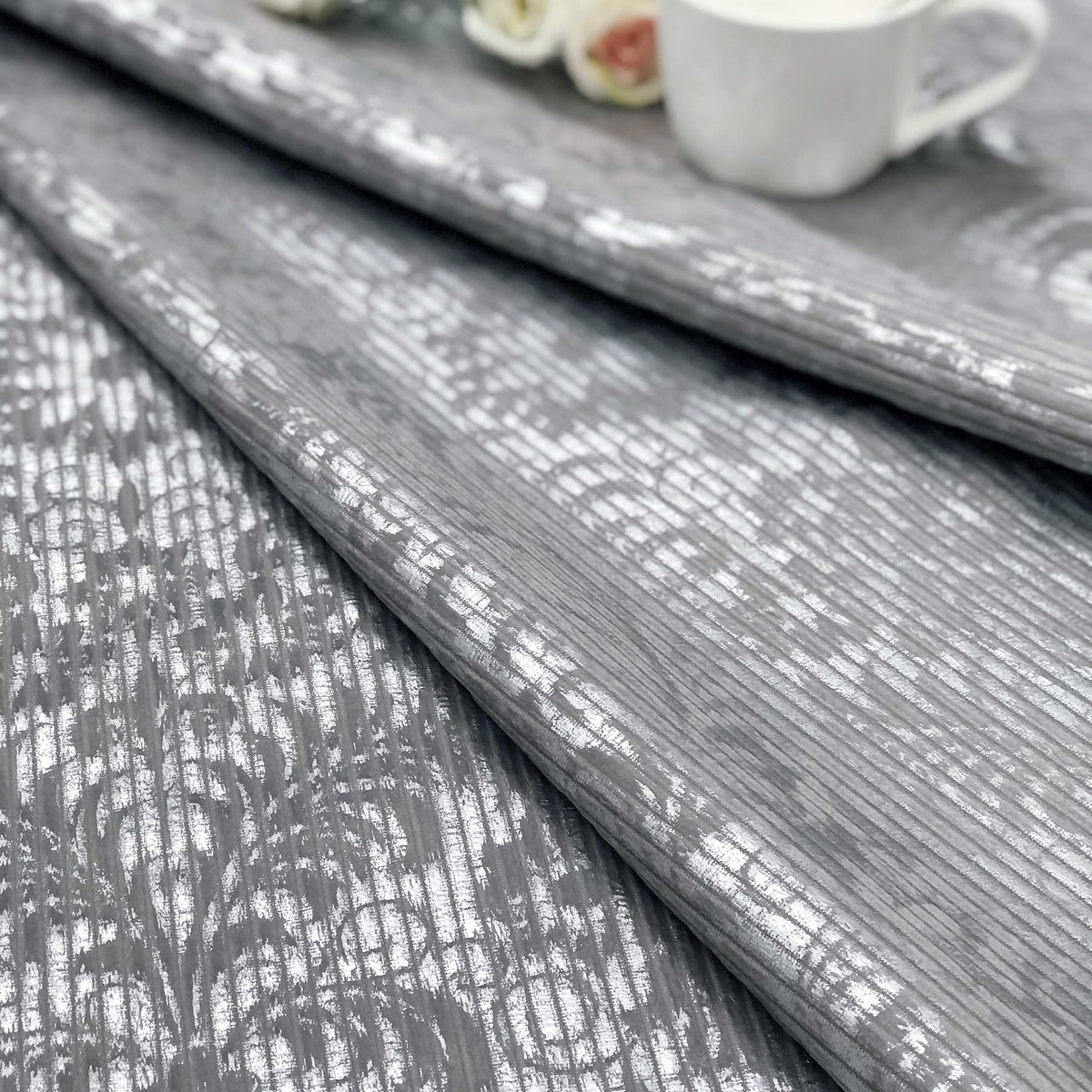 Damask Foil-Print Velvet Blackout Curtains