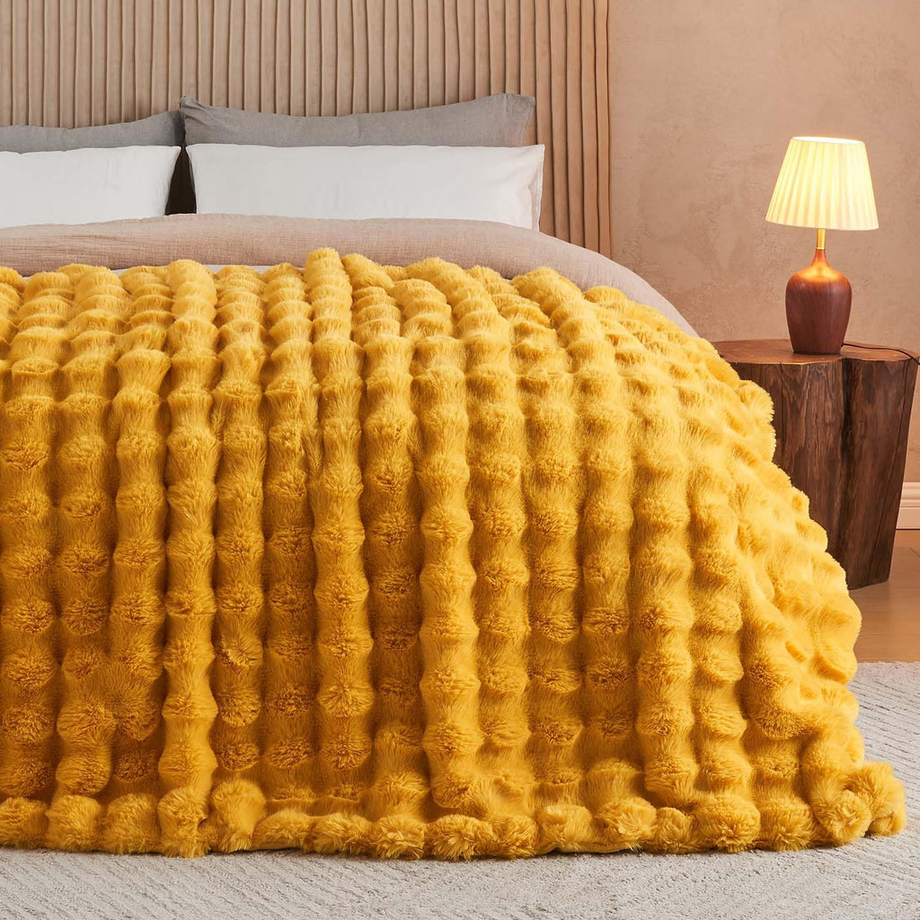 Cow-Print Faux Fur Throw Blanket