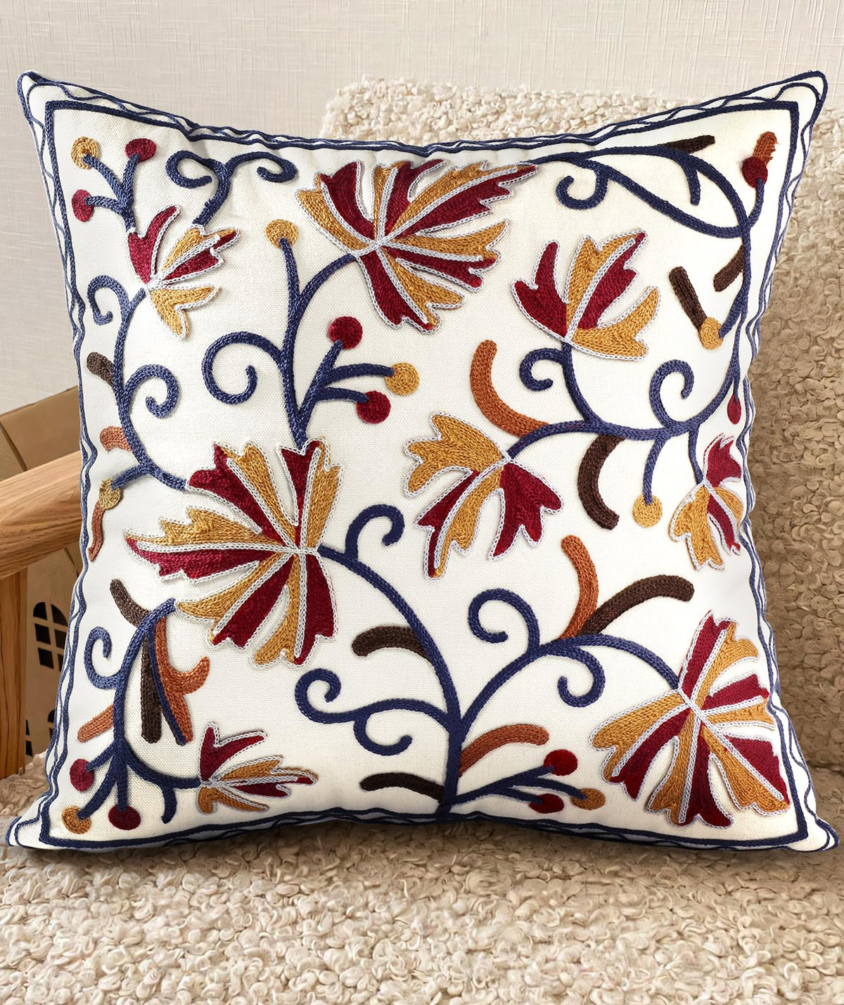 Embroidered Decorative Pillow Cover