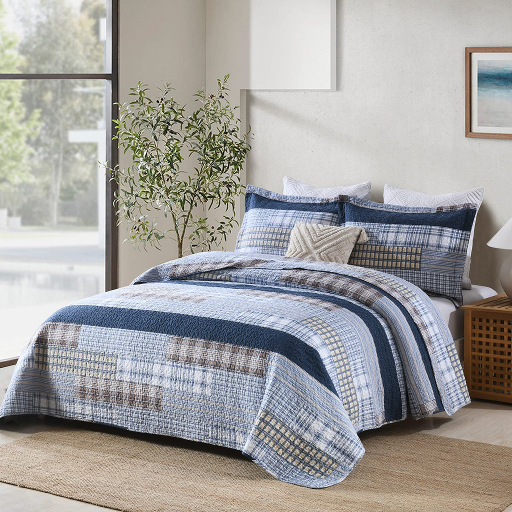 PANGUSHAN 100% Cotton Quilt Set Queen Size