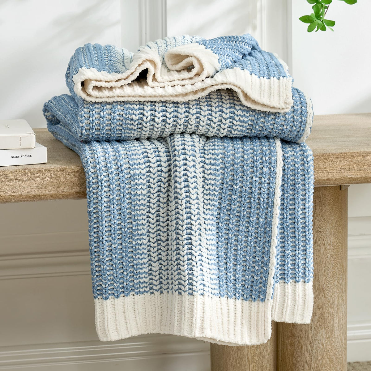 Moss-Stitch Chenille Throw Blanket