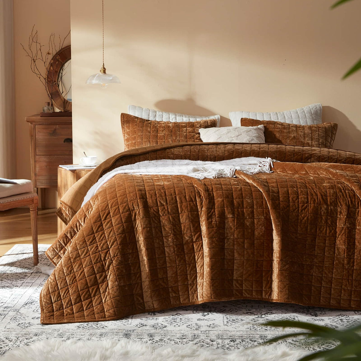 LEAONME Velvet Quilt King Size-98''x106''