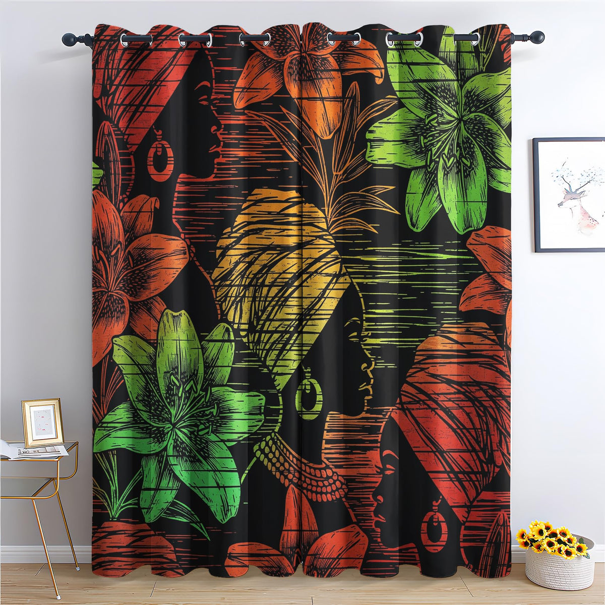 Mud Cloth Blackout Grommet Curtains