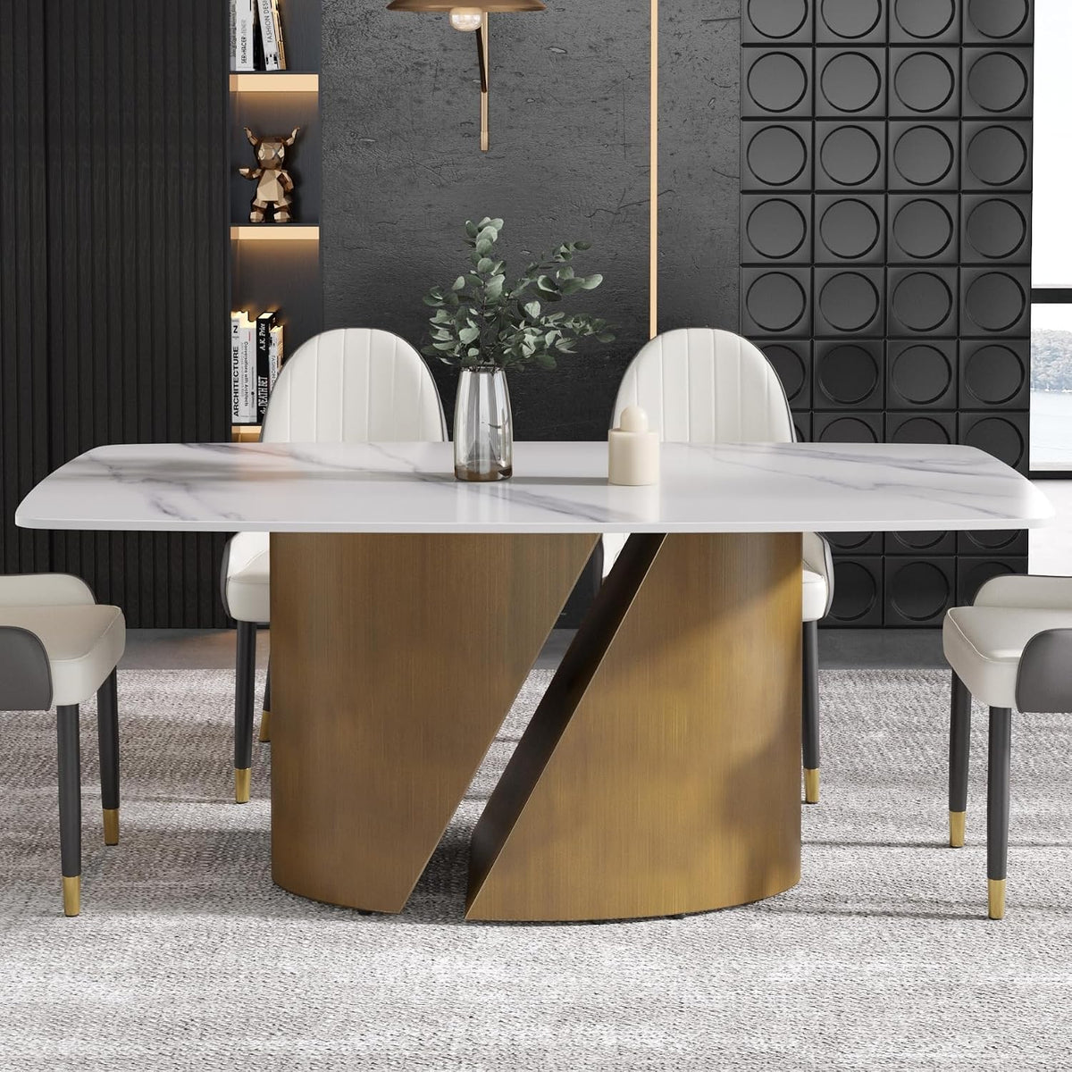 White Sintered-Stone Dining Table