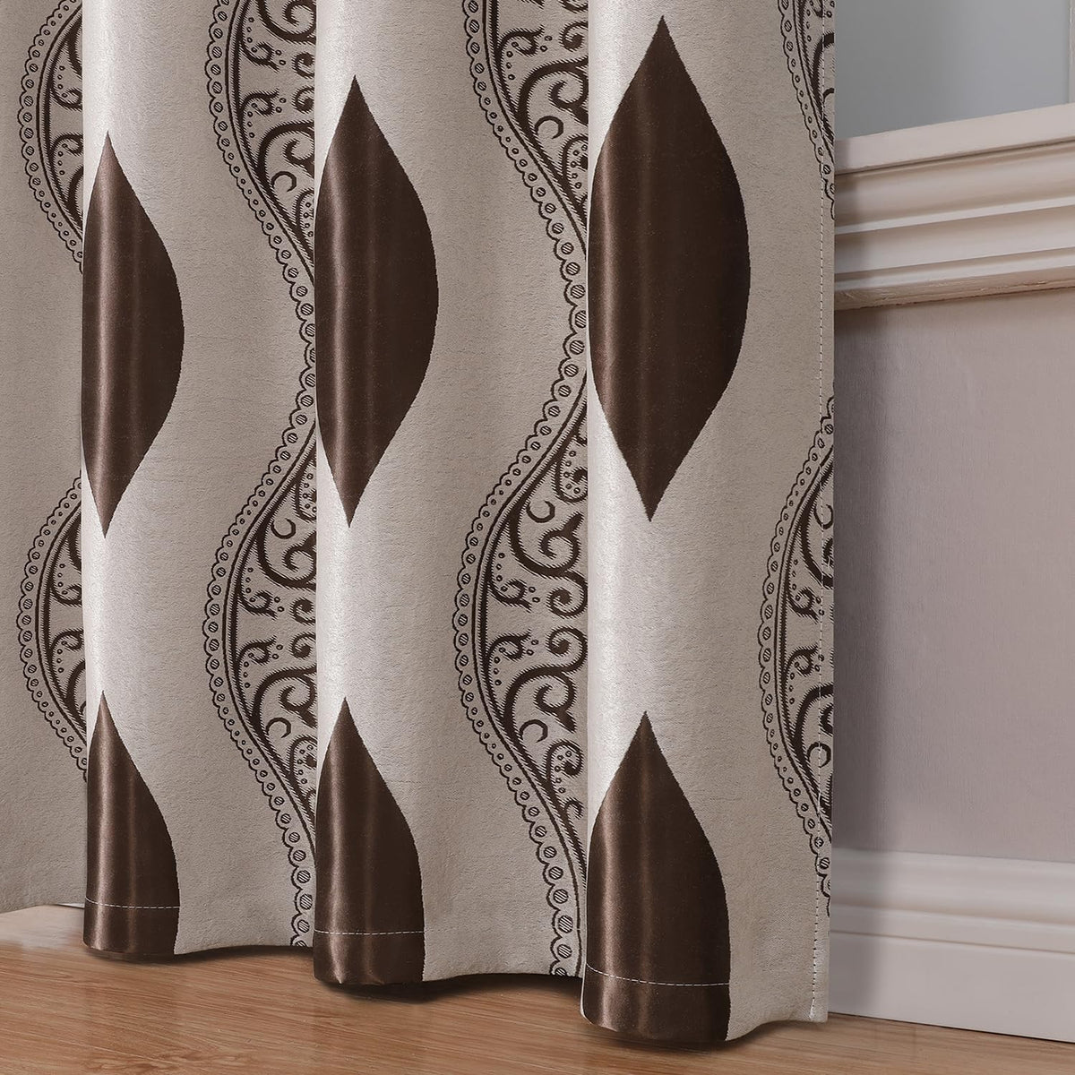 Wave Jacquard Grommet Curtains, Set of Two
