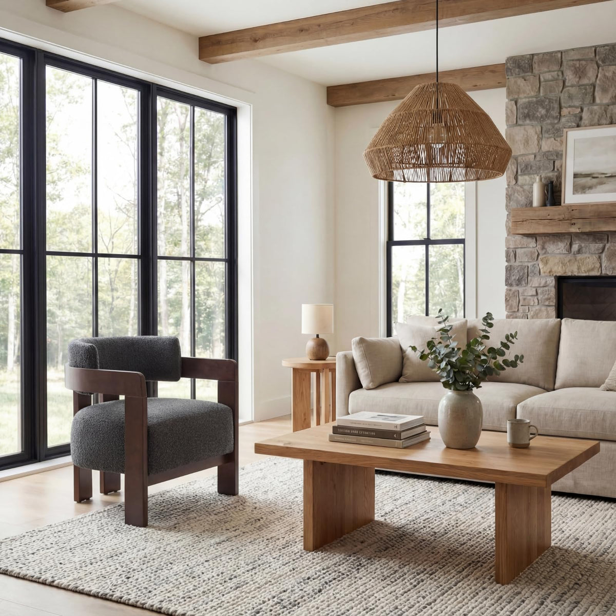 Beige Linen Accent Chairs Set of 2, Upholstered Barrel Living room Chairs