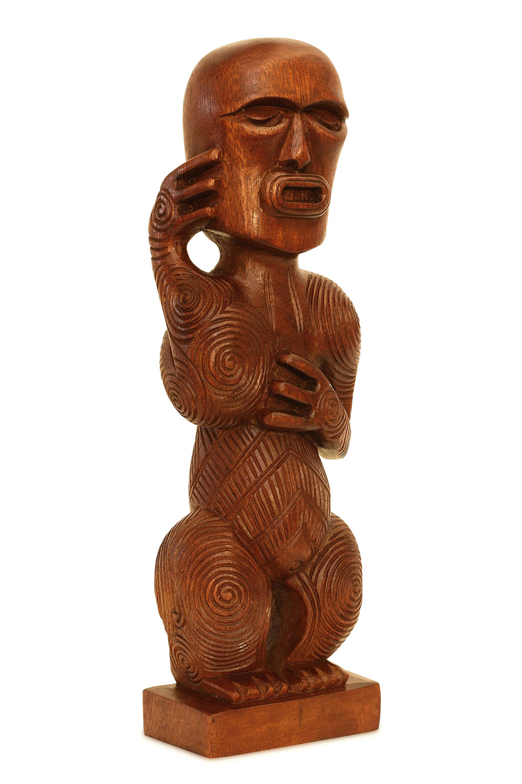 G6 Collection Handmade Wooden Primitive Tattoo Face Tribal Statue Sculpture Tiki