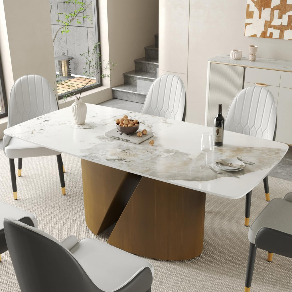 White Sintered-Stone Dining Table