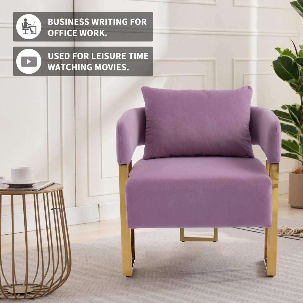 Upholstered Barrel Accent Chairs with Gold Legs – Set of 2