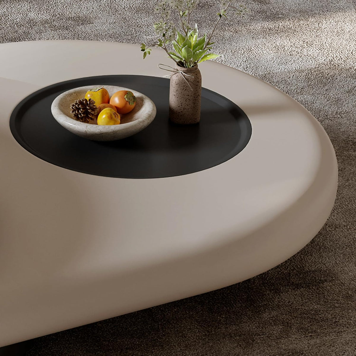 3‑Color Modern Coffee Table for Living Room, Rotating Walnut Veneer Tray