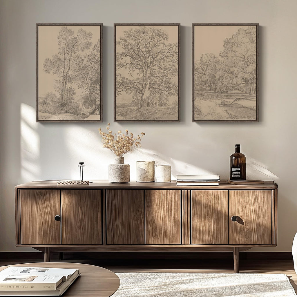 Framed Neutral Tree Ring Wall Art