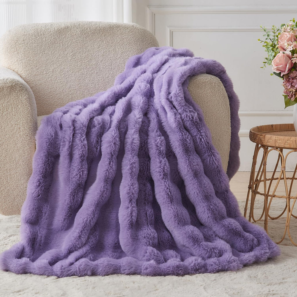 Cow-Print Faux Fur Throw Blanket