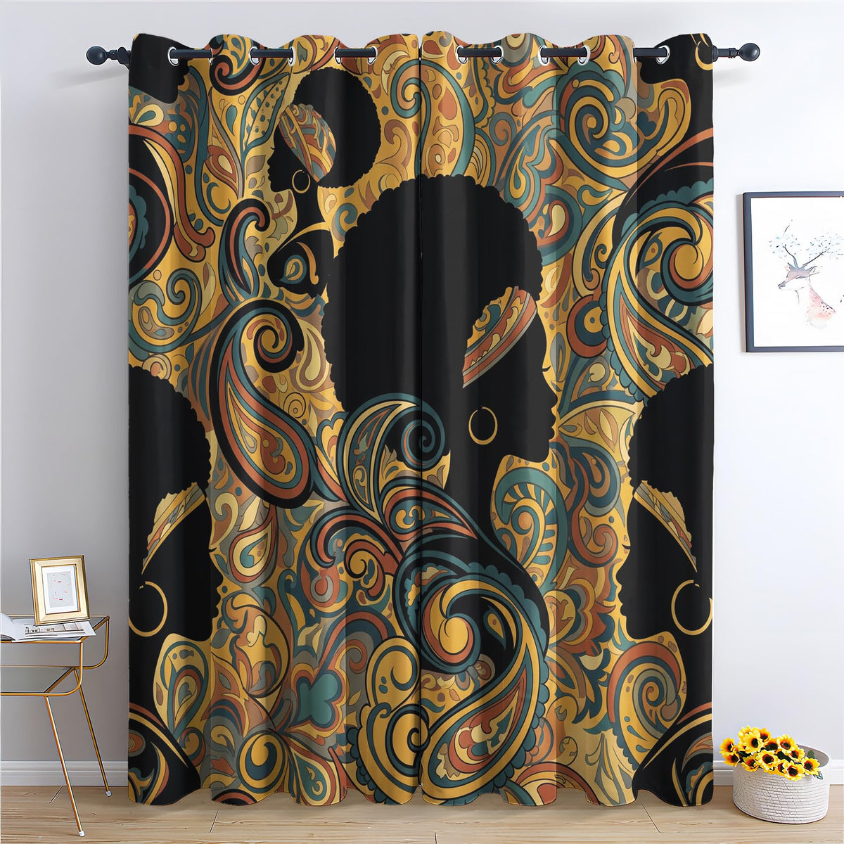 Mud Cloth Blackout Grommet Curtains