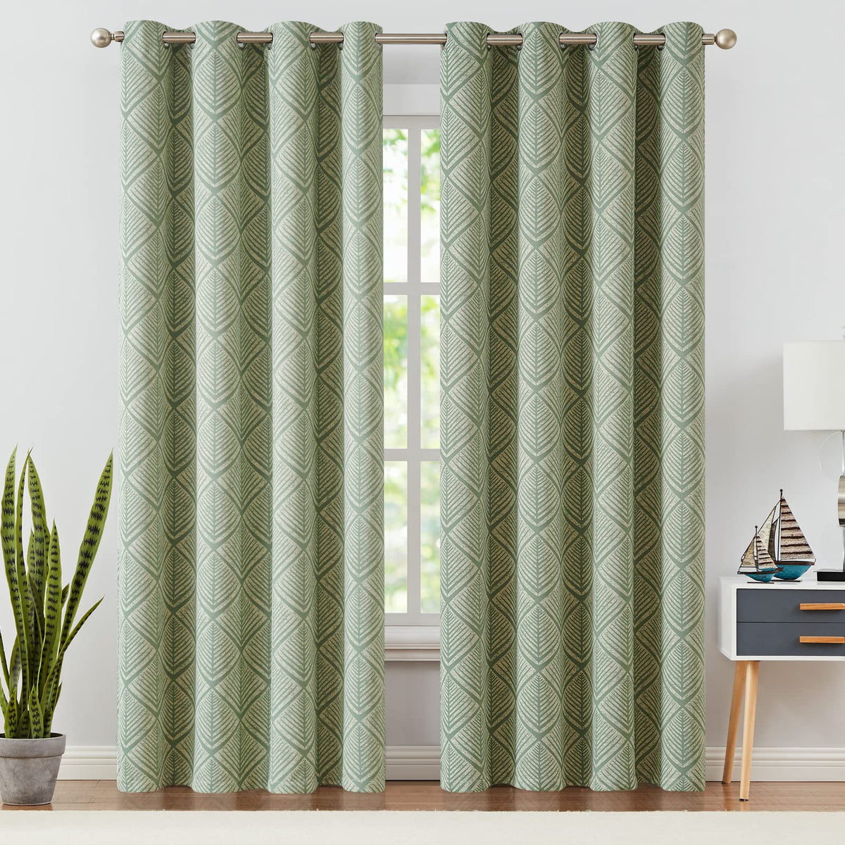 Geometric Blackout Grommet Curtains, Set of Two
