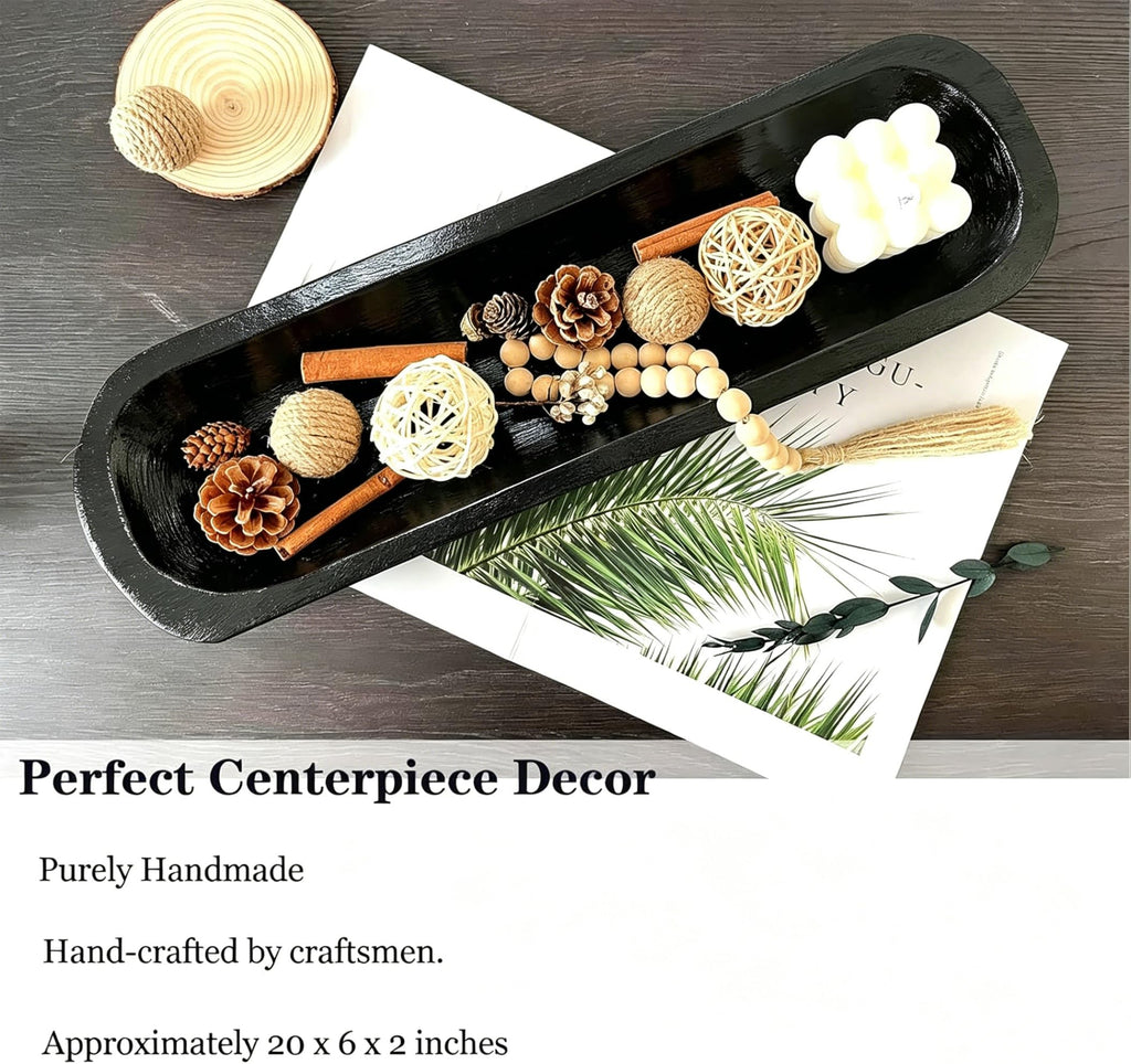 Hand-Carved Wooden Dough Bowl Centerpiece