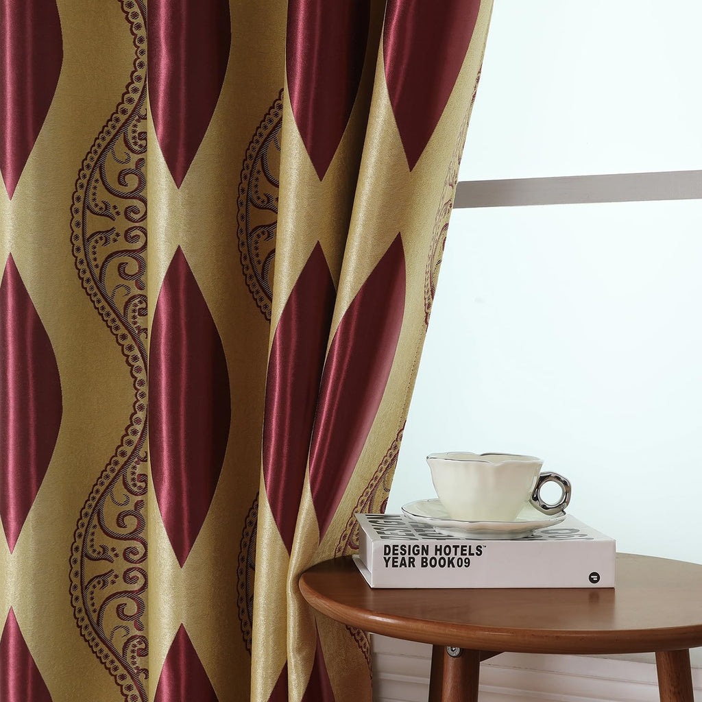 Wave Jacquard Grommet Curtains, Set of Two