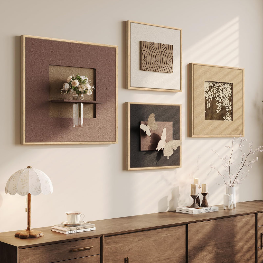 Framed 3D Textured Abstract Wall Art Set