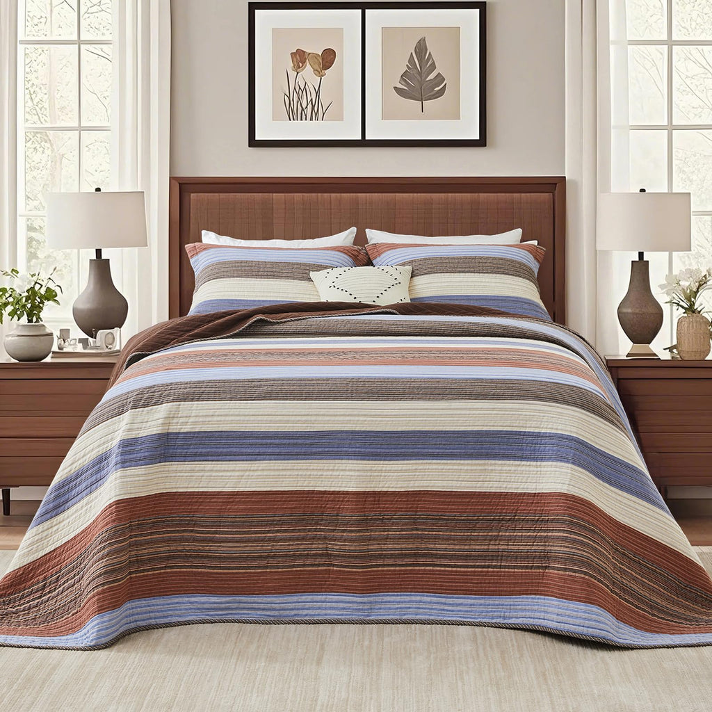 SahSahCasa 128"x120" 100% Cotton Oversized California King XL Bedspread Coverlet