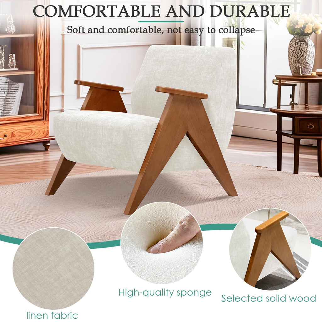 2 Pcs Home Accent Chair Mid Century Modern Accent Chair with Wood Frame