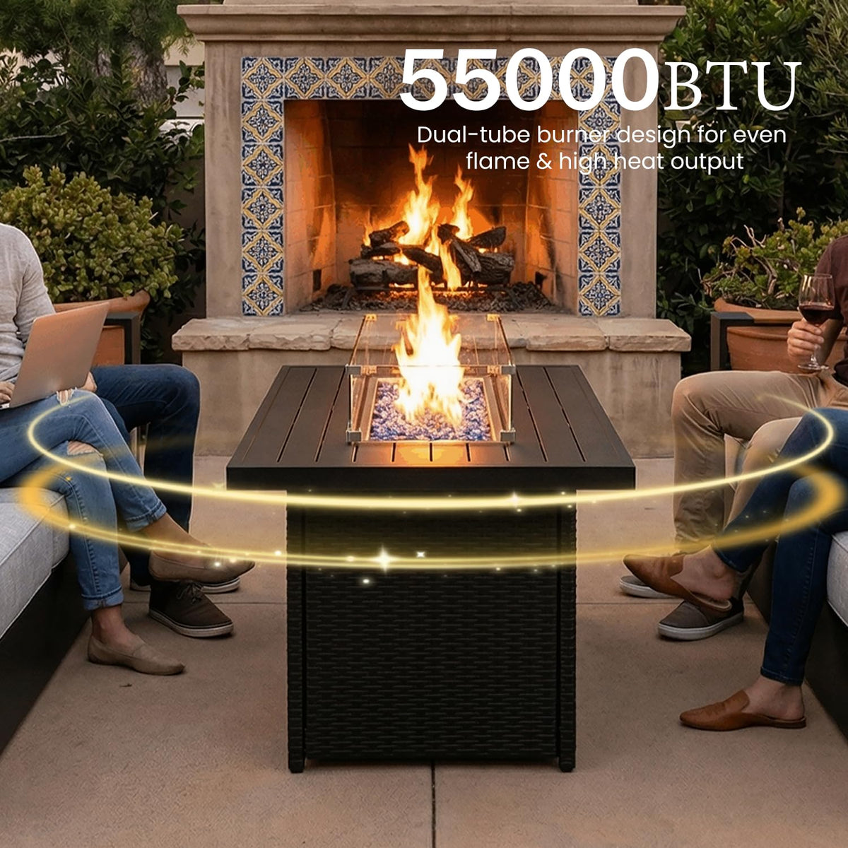 Aluminum Patio Set with Fire Pit Table