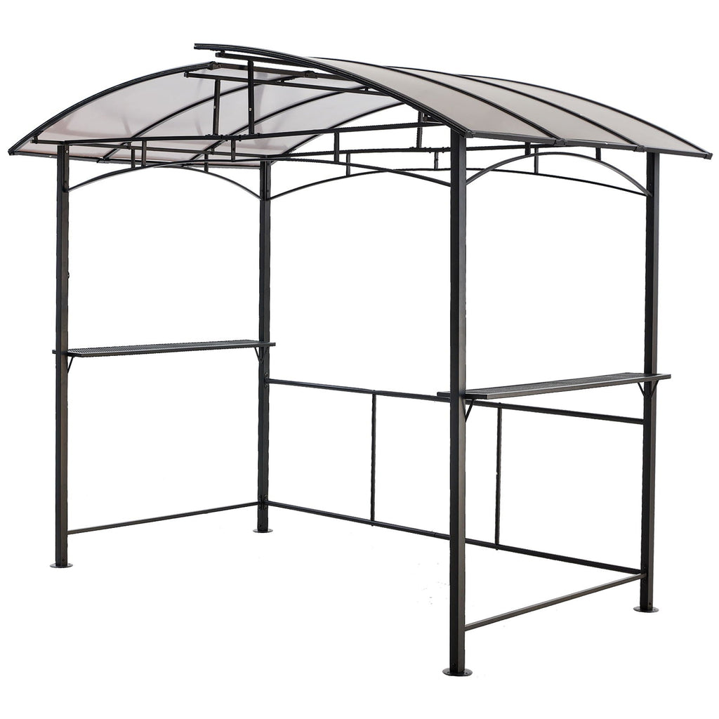 Steel Hardtop Grill Gazebo with Side Shelves