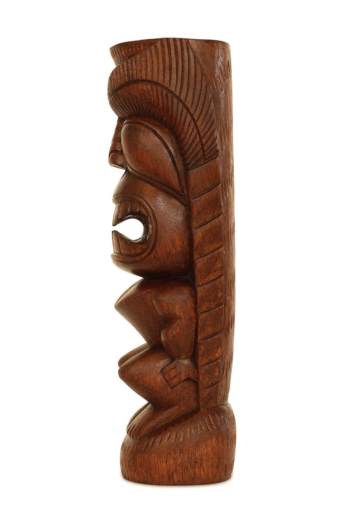 G6 Collection Handmade Wooden Primitive Tattoo Face Tribal Statue Sculpture Tiki