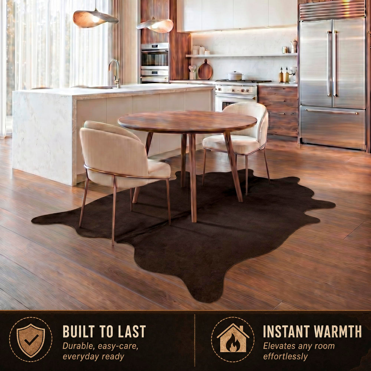 Natural Geneva Cowhide Area Rug, Off-White, 6 ft x 7 ft