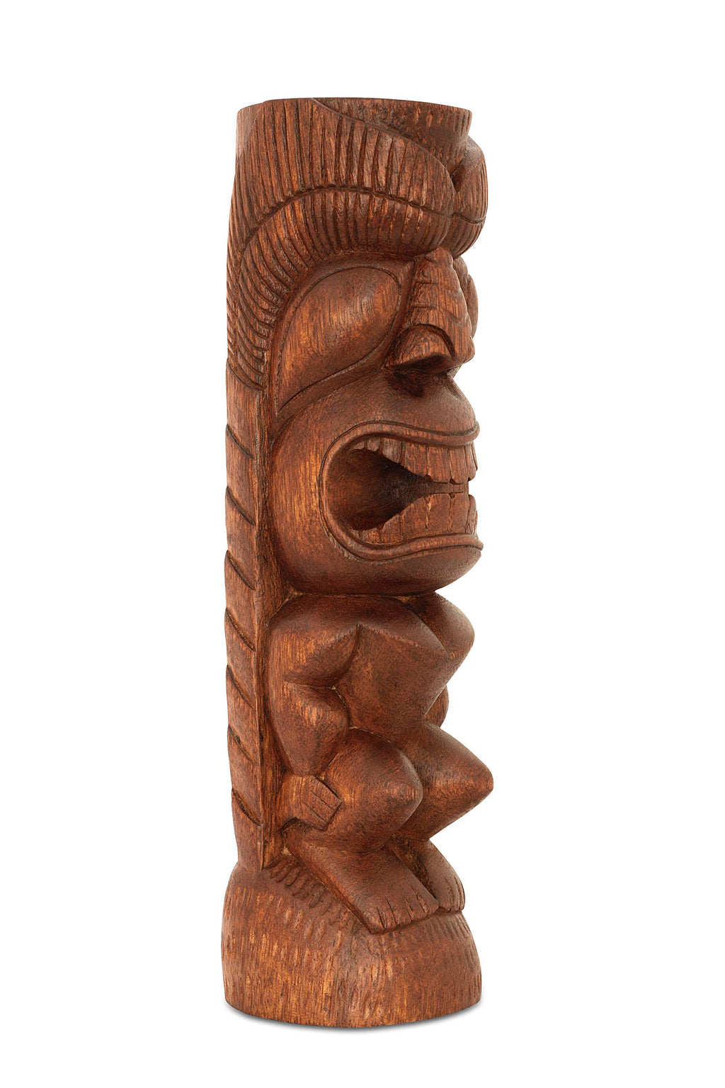 G6 Collection Handmade Wooden Primitive Tattoo Face Tribal Statue Sculpture Tiki
