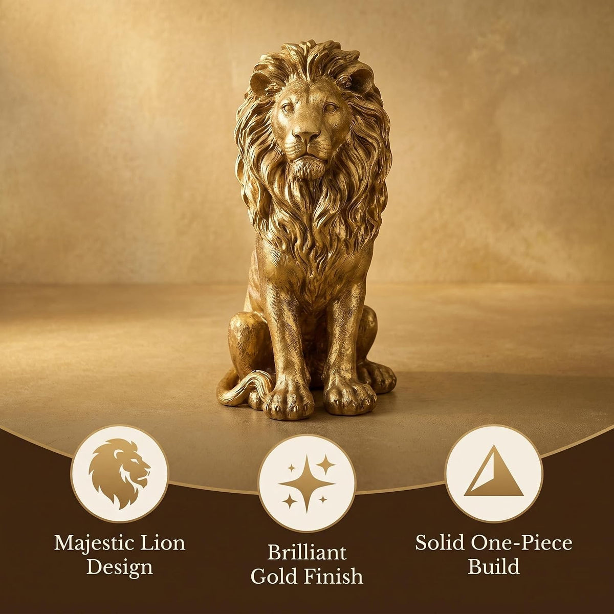 Large Gold Lion Statue, Resin Garden Sculpture, Outdoor Decor