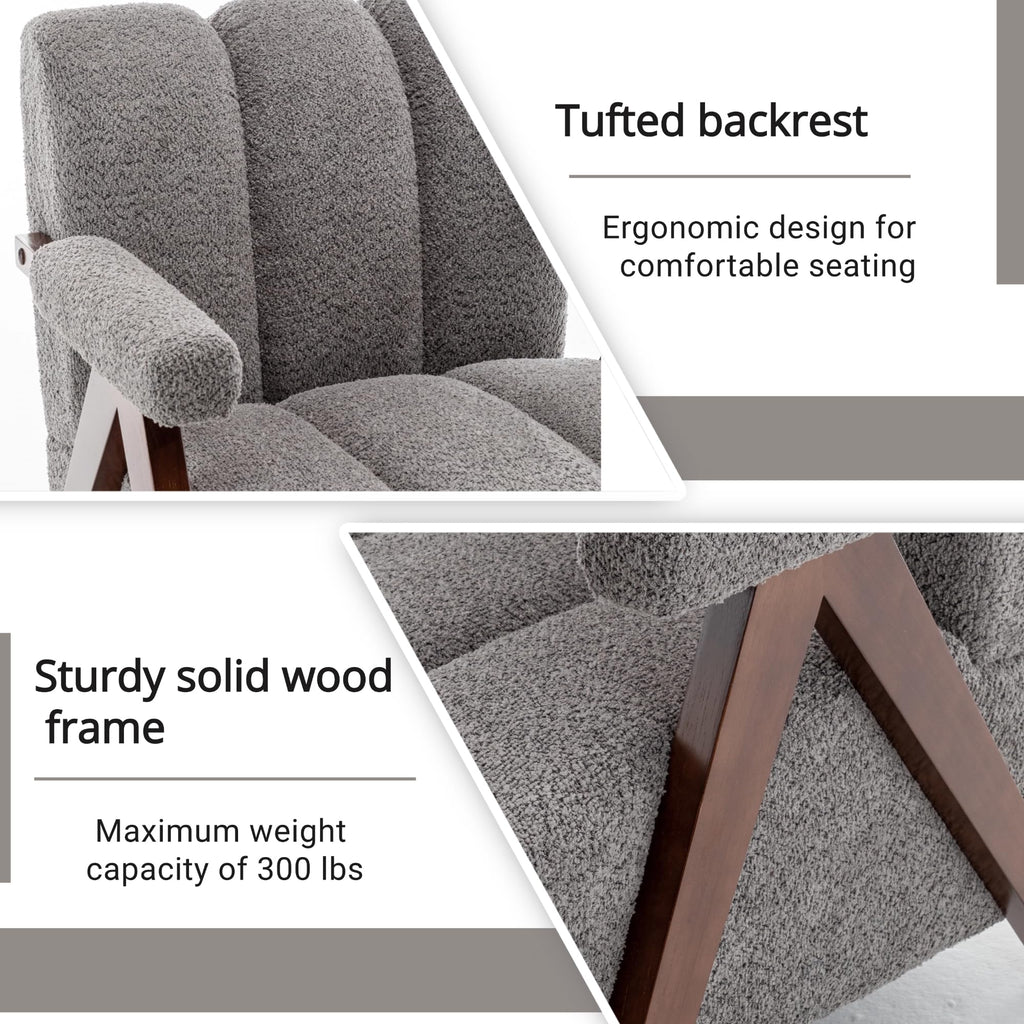 Mid Century Modern Accent Chairs Set of 2 with Solid Wood Frame