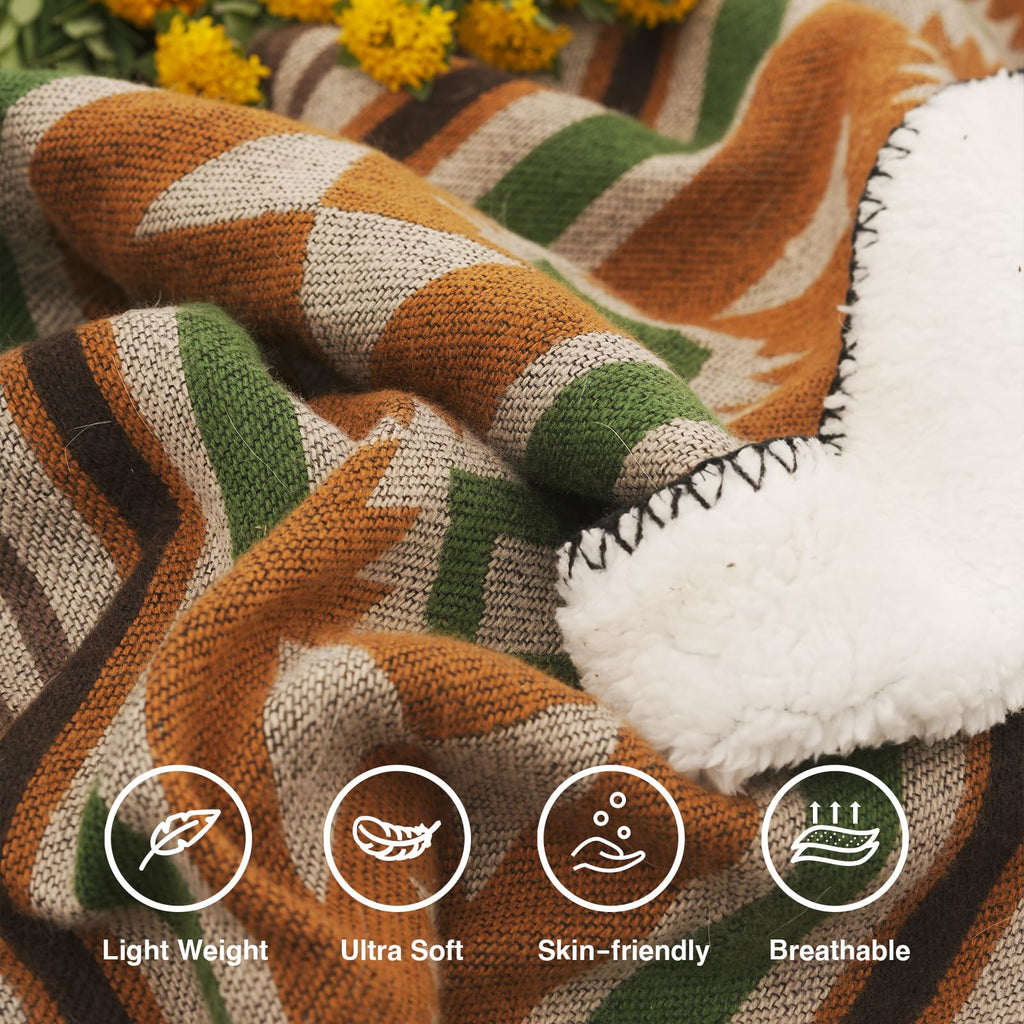 Aztec Sherpa-Lined Throw Blanket