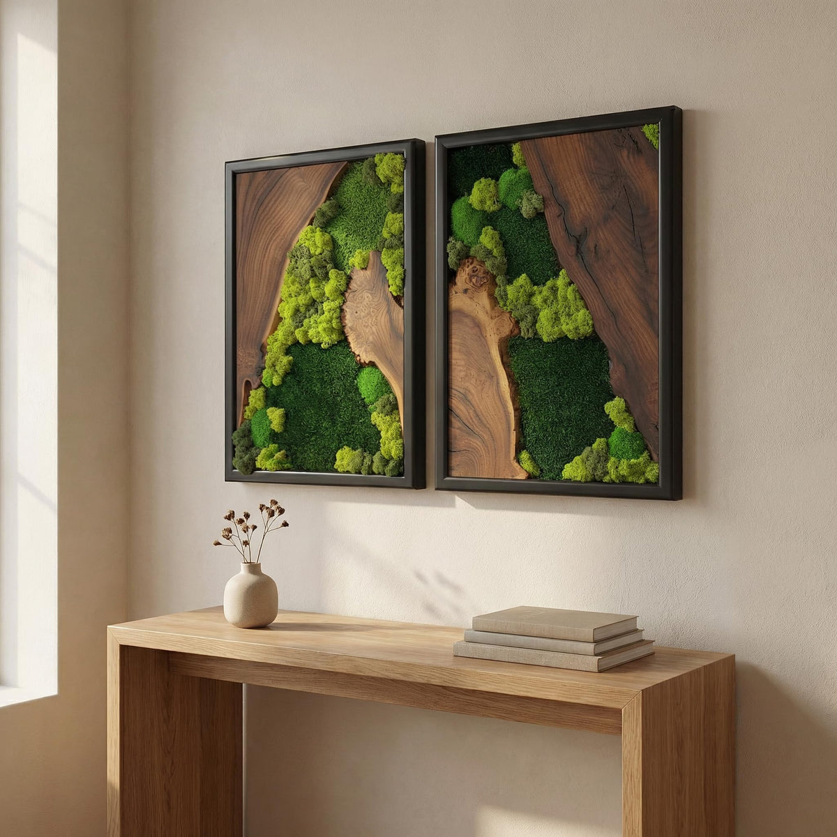 Preserved Moss Wall Art in Cedar Frame