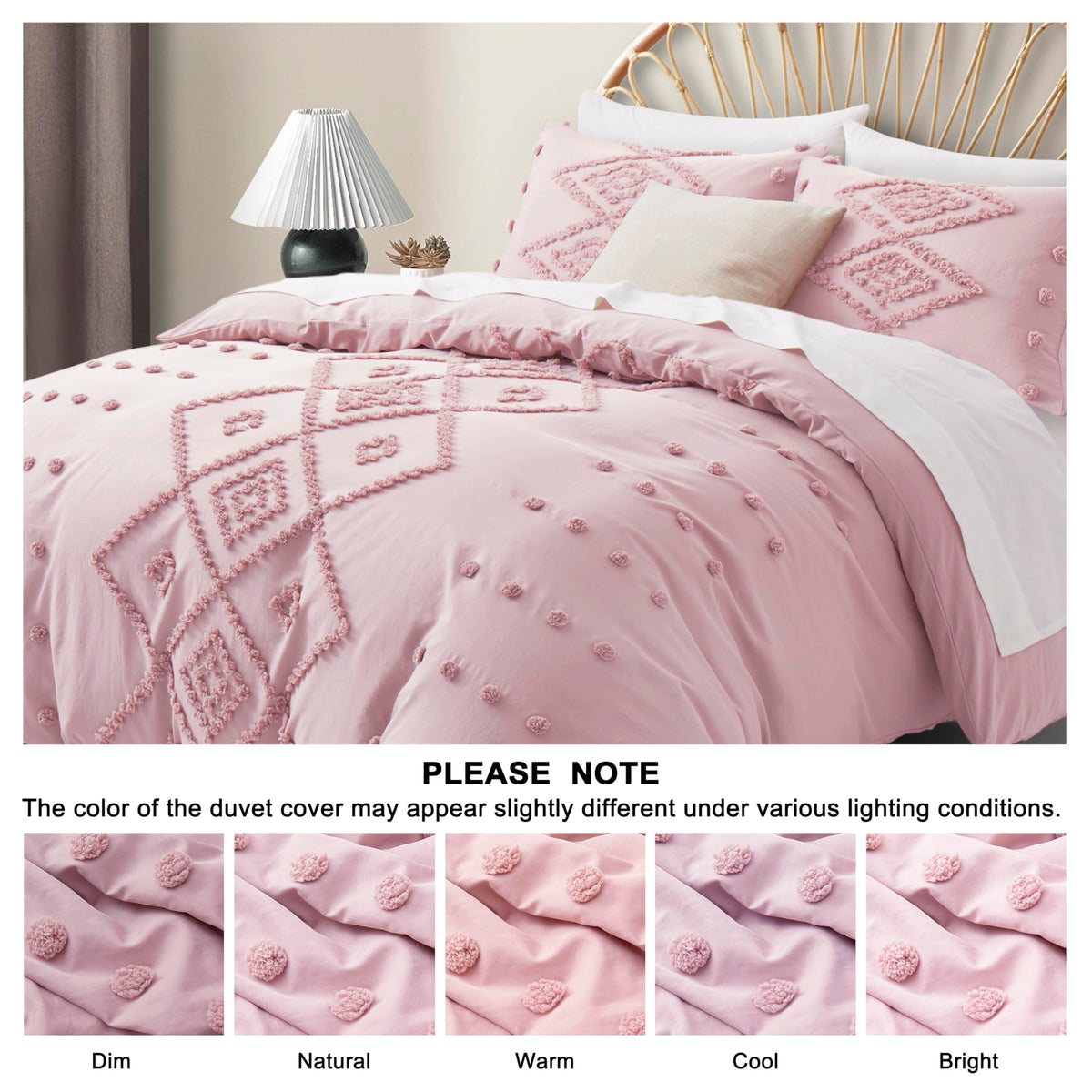 Oli Anderson Tufted Boho Queen Duvet Cover Set, Pumpkin Brown, 3 Pieces