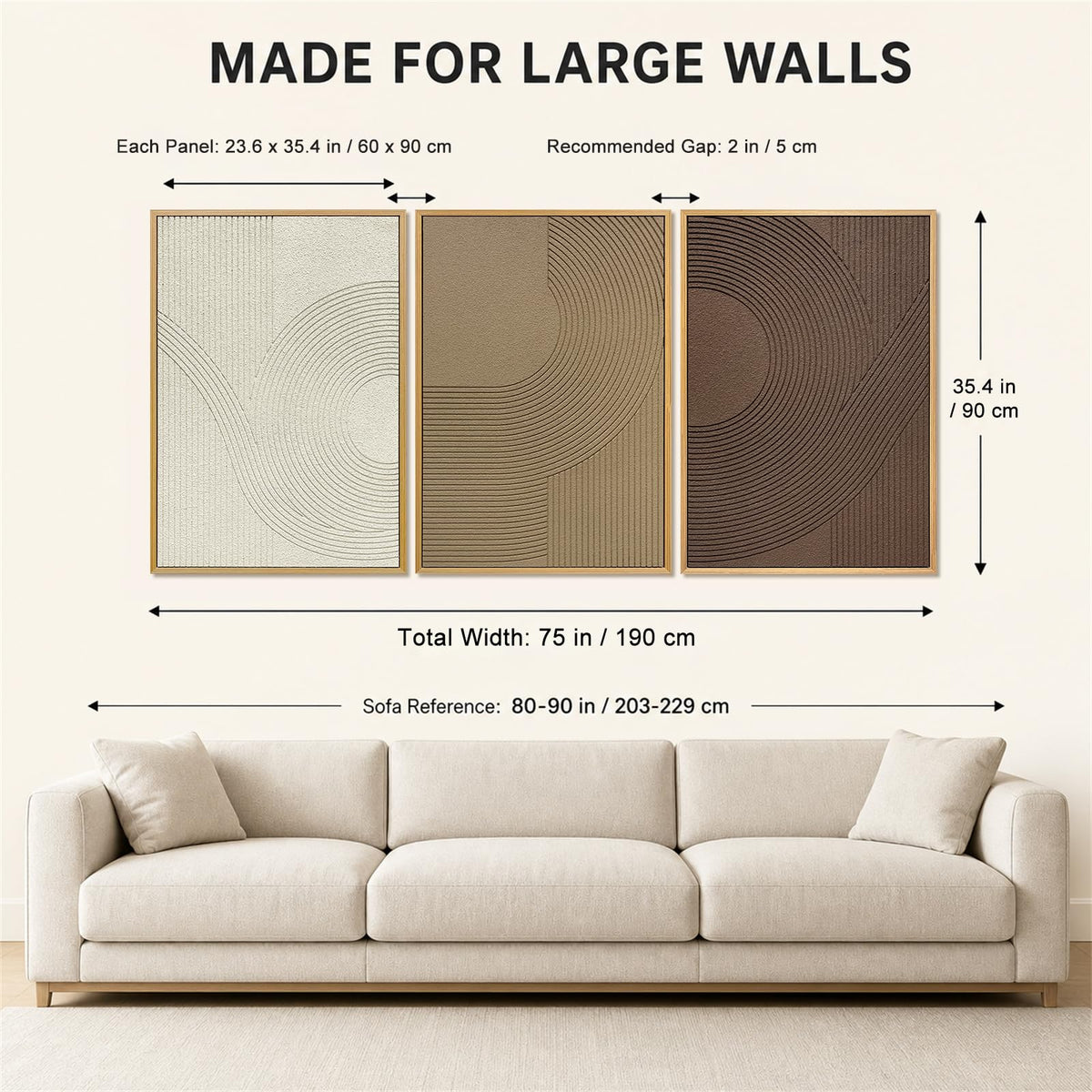 Abstract Geometric Relief Wall Art – Framed Triptych