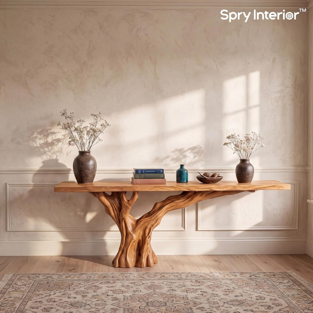 Hand-Carved Monkey Pod Console Table