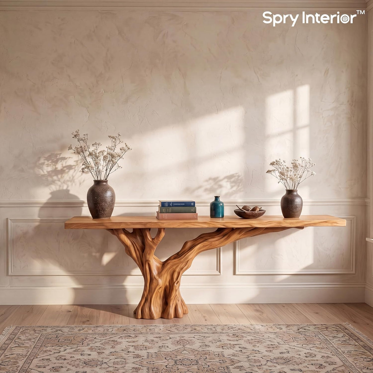 Hand-Carved Monkey Pod Console Table