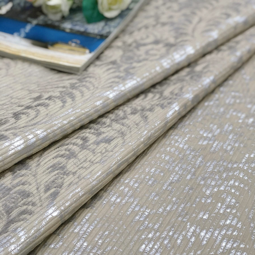 Damask Foil-Print Velvet Blackout Curtains