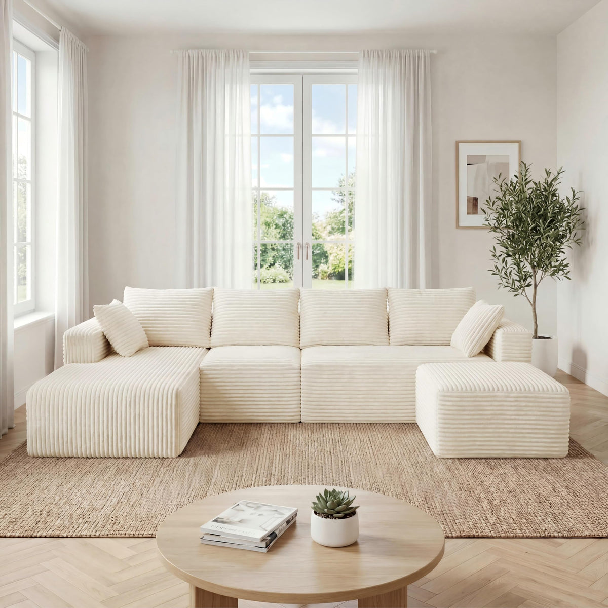 118" Modular Sectional Sofa with Chaise&Ottoman