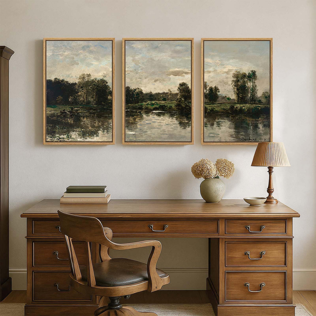 Framed Neutral Tree Ring Wall Art