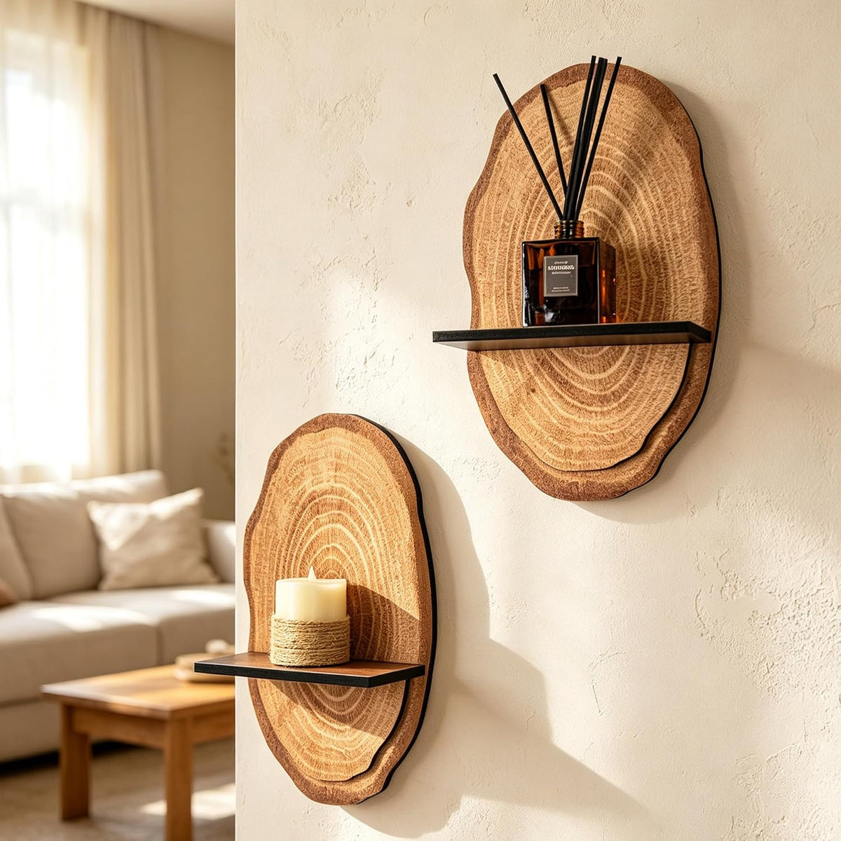 Rustic Multi-Layer Floating Shelves – Set of 2