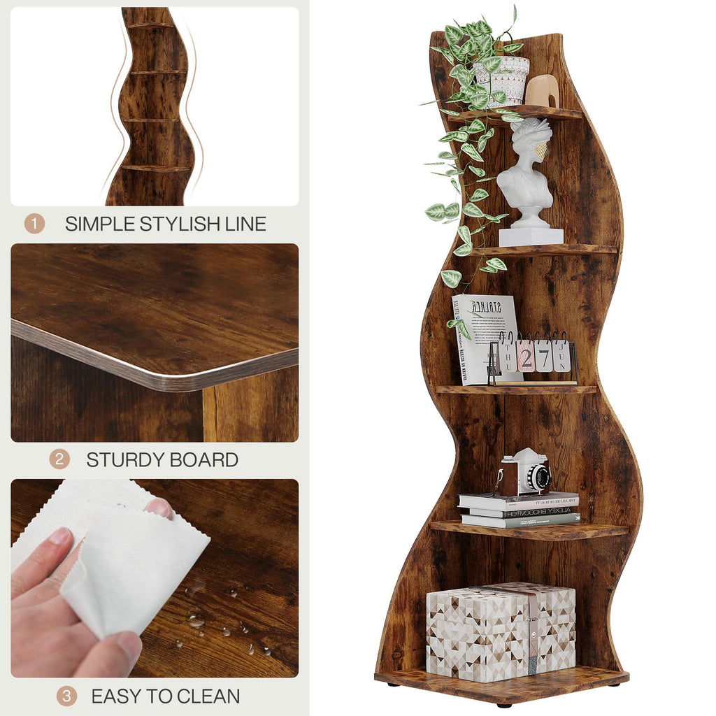 Modern Five-Tier Corner Bookshelf