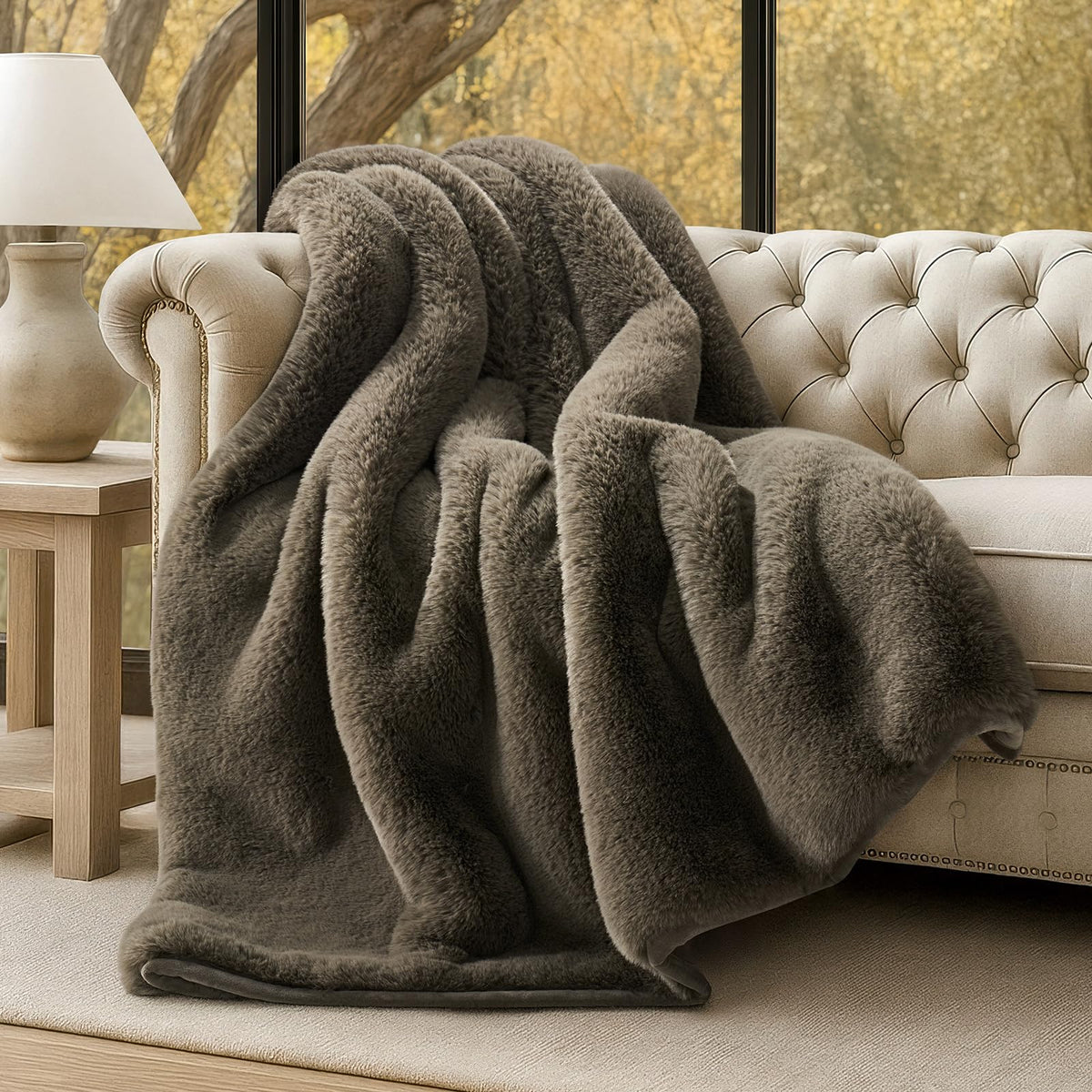 Faux Chinchilla-Fur Throw Blanket