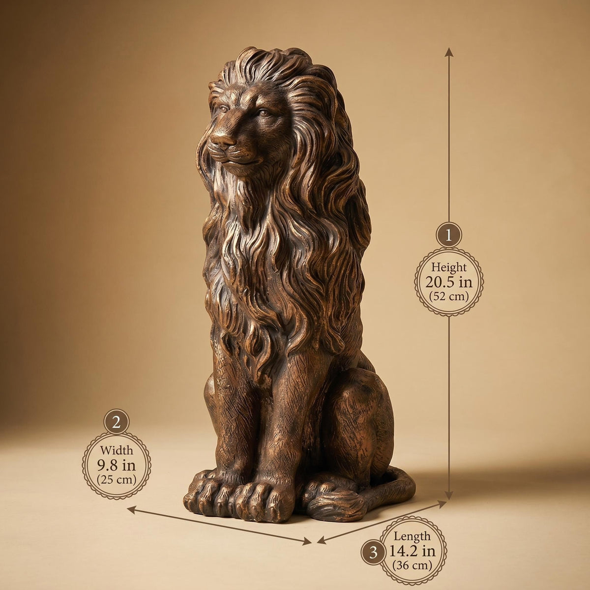 Large Gold Lion Statue, Resin Garden Sculpture, Outdoor Decor