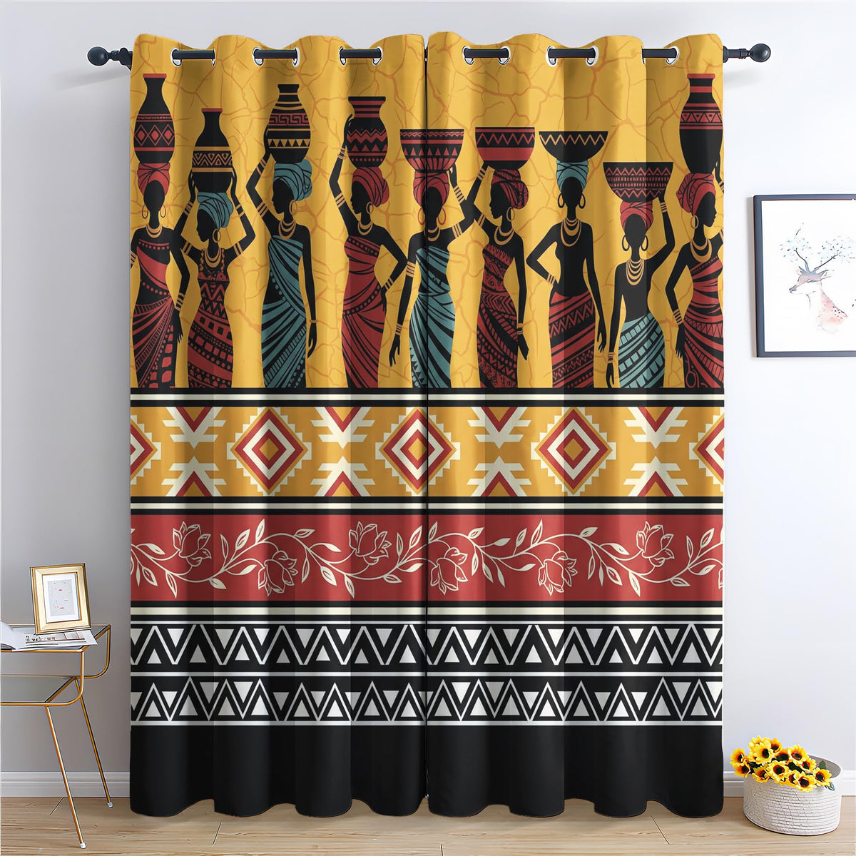 Mud Cloth Blackout Grommet Curtains
