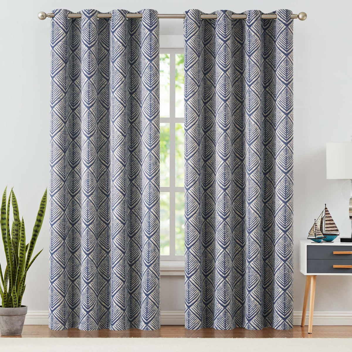 Geometric Blackout Grommet Curtains, Set of Two