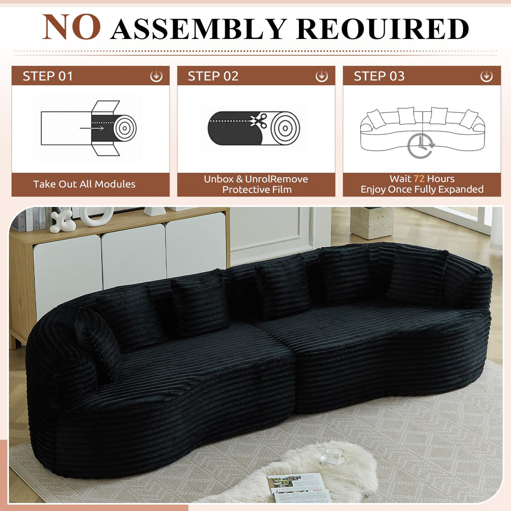 Curved Cloud Sectional Sofa with Pillows