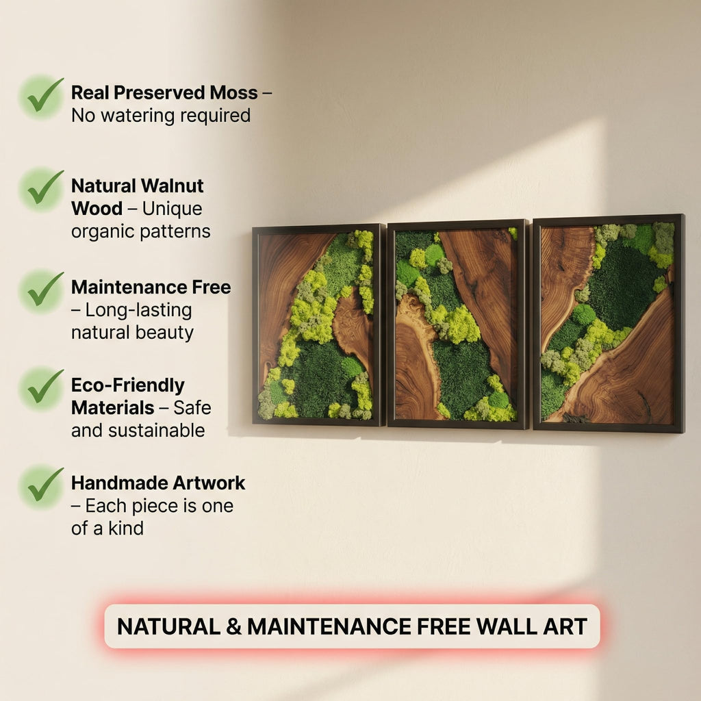 Preserved Moss Wall Art in Cedar Frame