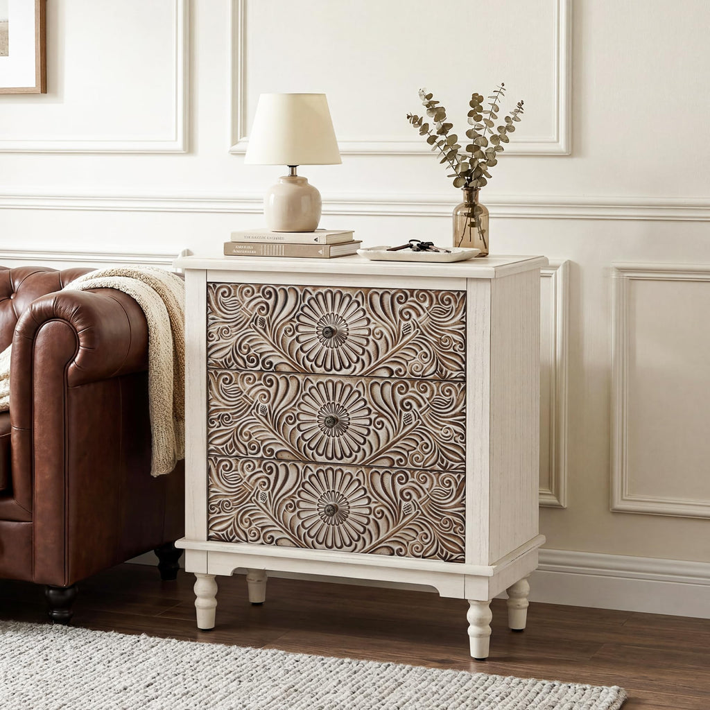 Round Three-Drawer Nightstand