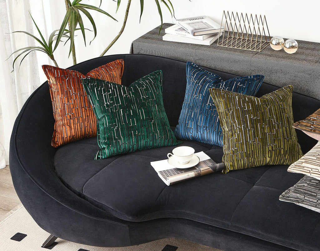 Luxury Brown Cut Pile Velvet Pillow Covers 18x18 with Raised Textured Pattern(Not a